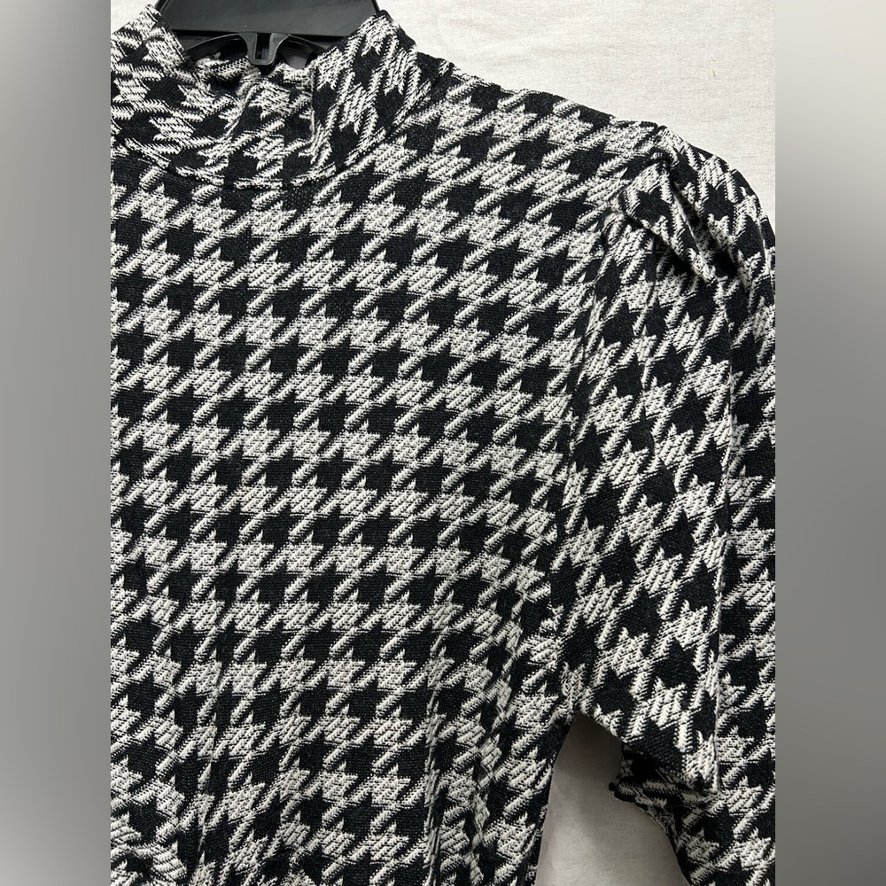 Zara Jacquard Ruched Draped Houndstooth Dress - Picture 11 of 16